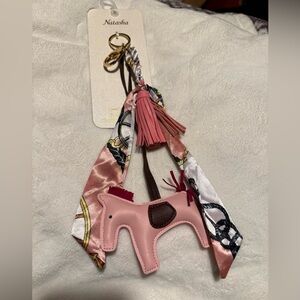 Natasha Pink Horse Keychain with Scarf Accent